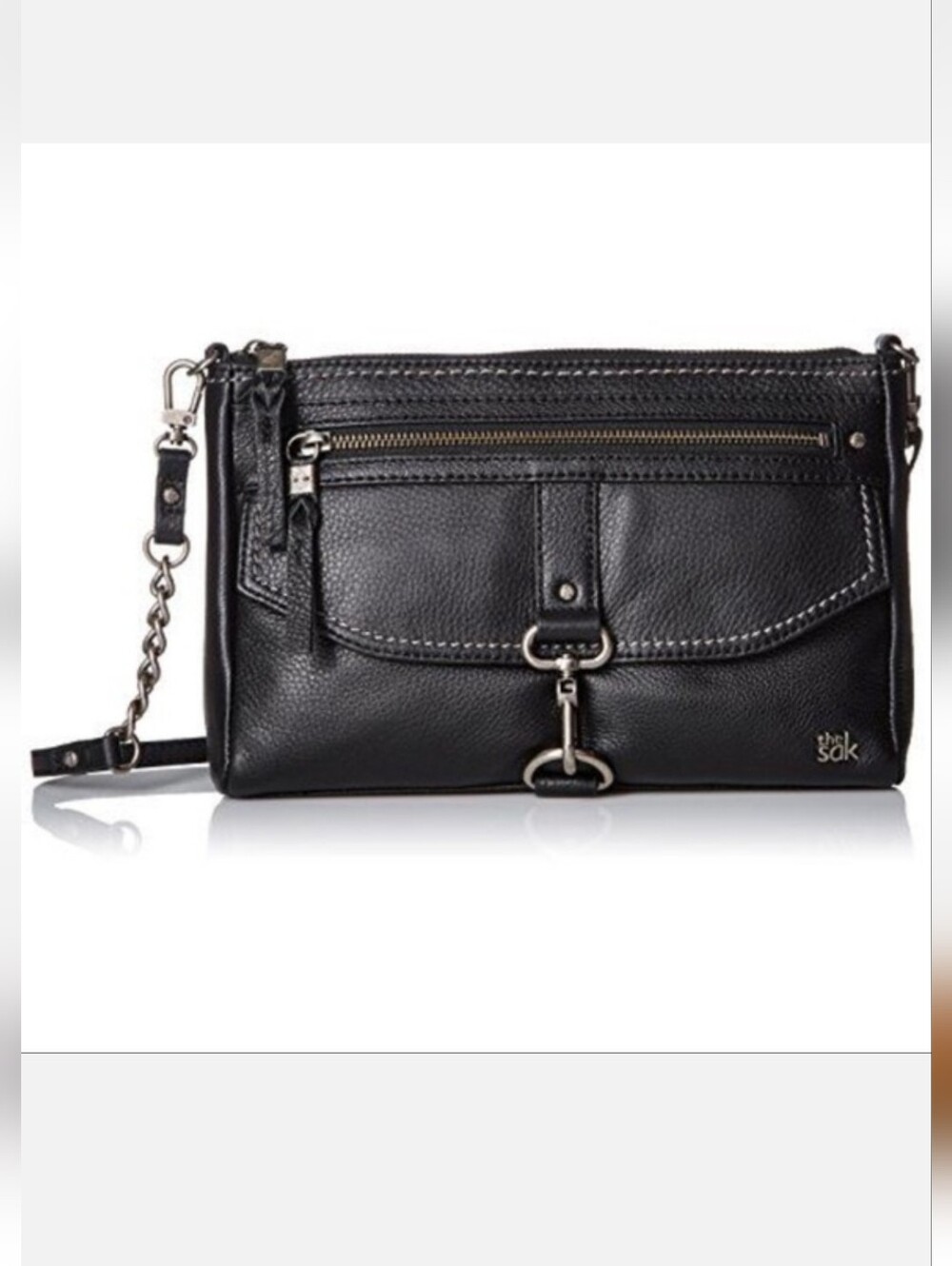 The Sak Ventura Crossbody Black Pebble Leather Silver Hardware